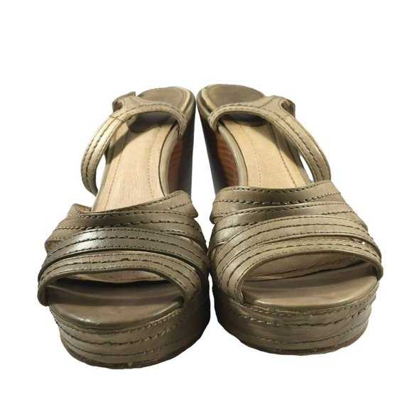 Frye Womens Corrina Stitch Platform Sandals Shoes Wedge 8.5M 73615 Beige Leather - Picture 9 of 12
